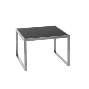 Black Glass square hoop leg coffee table