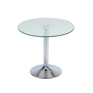 Glass top coffee table with trumpet base