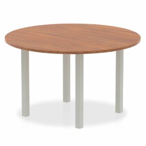 Circular Round Meeting Table with walnut top and silver coated legs available in different sizes
