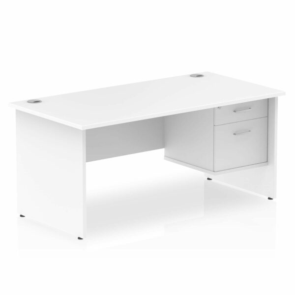 Rectangular Panel End Desk with 2 Drawer Fixed Pedestal in white