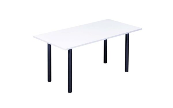 white rectangular meeting table with black legs